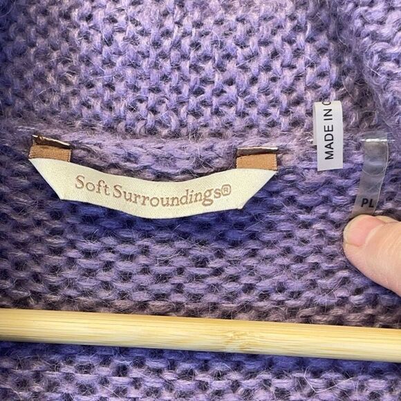 Soft Surroundings Purple Wool Blend Telluride Topper Cardigan Sweater Size PL - Picture 3 of 8